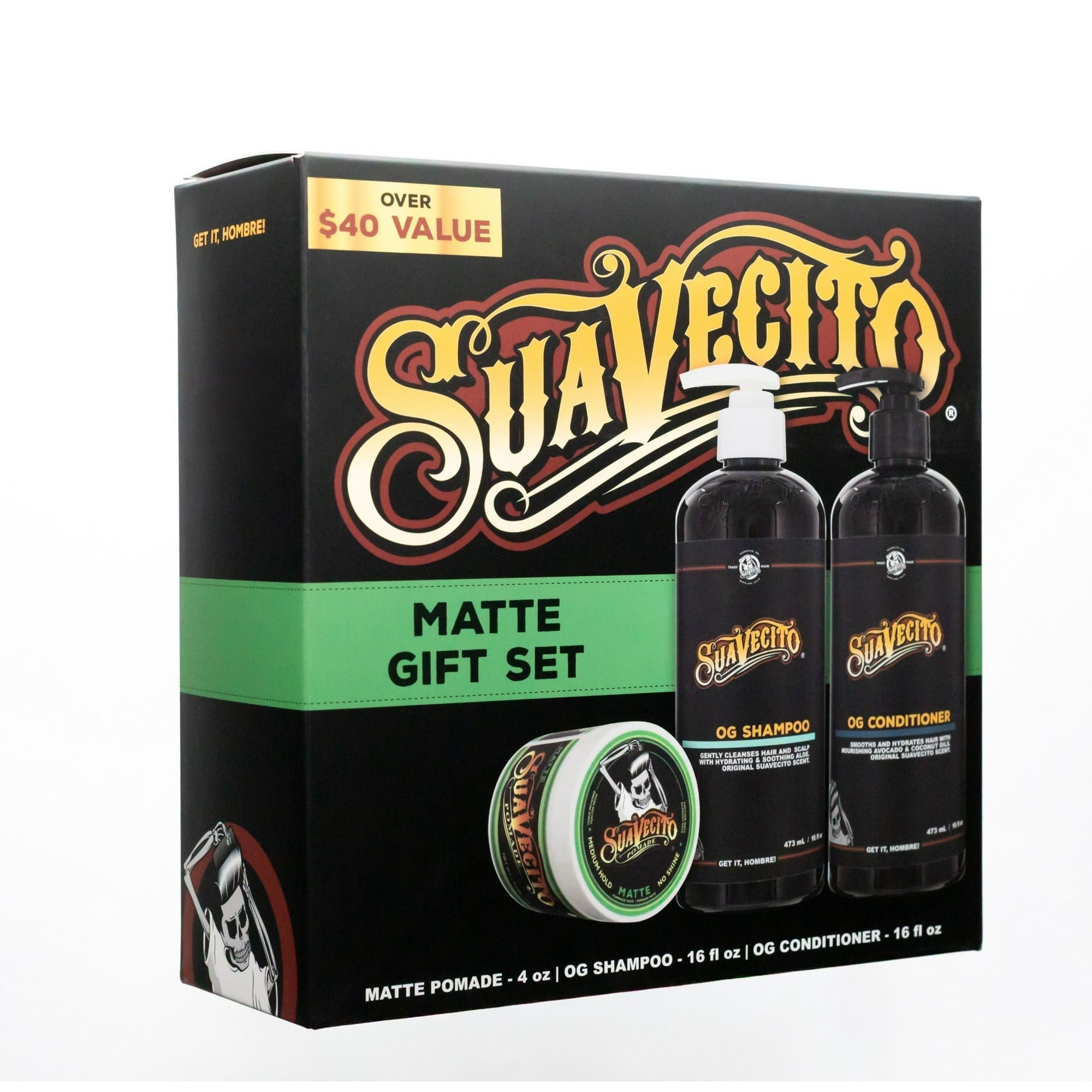 Suavecito Original Hold Hair Care Gift Set, for All Hair Types, Medium Hold Pomade, Shampoo, Conditioner, Men
