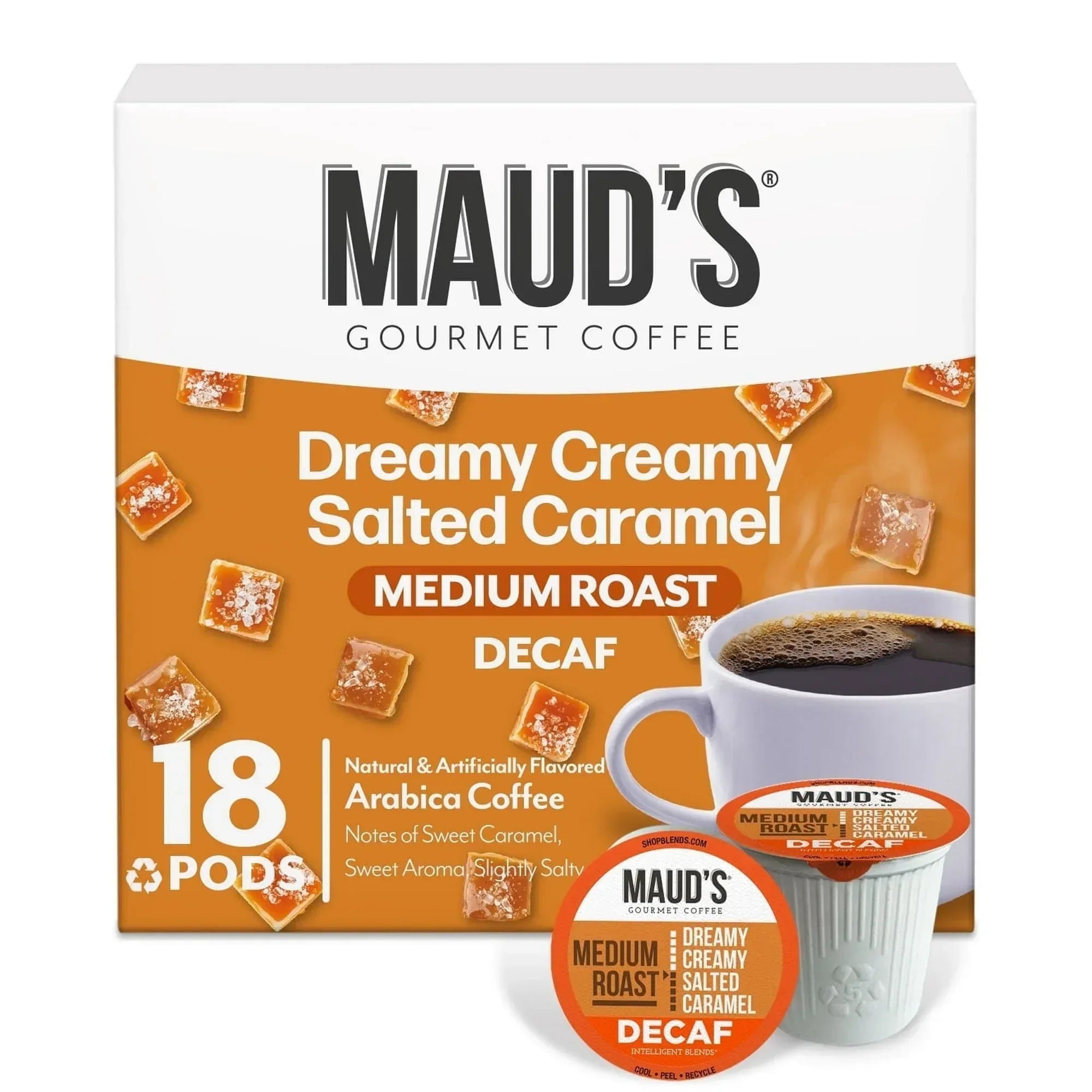 Maud's Decaf Raspberry Chocolate Flavored Coffee Pods, 18 ct, Decaffeinated Medium Roast Flavored Coffee in Recyclable Single Serve Pods – 100% Arabica Beans, Compatible with Keurig K Cups Maker