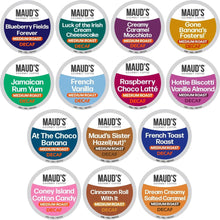 Assorted decaf coffee pod cups lineup, multiple roast and flavor options