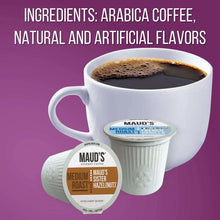 Coffee cup with pod lids showing medium roast flavors and ingredients label
