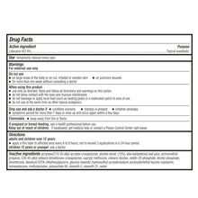 Drug facts label for lidocaine 4% topical pain relief roll-on, with directions