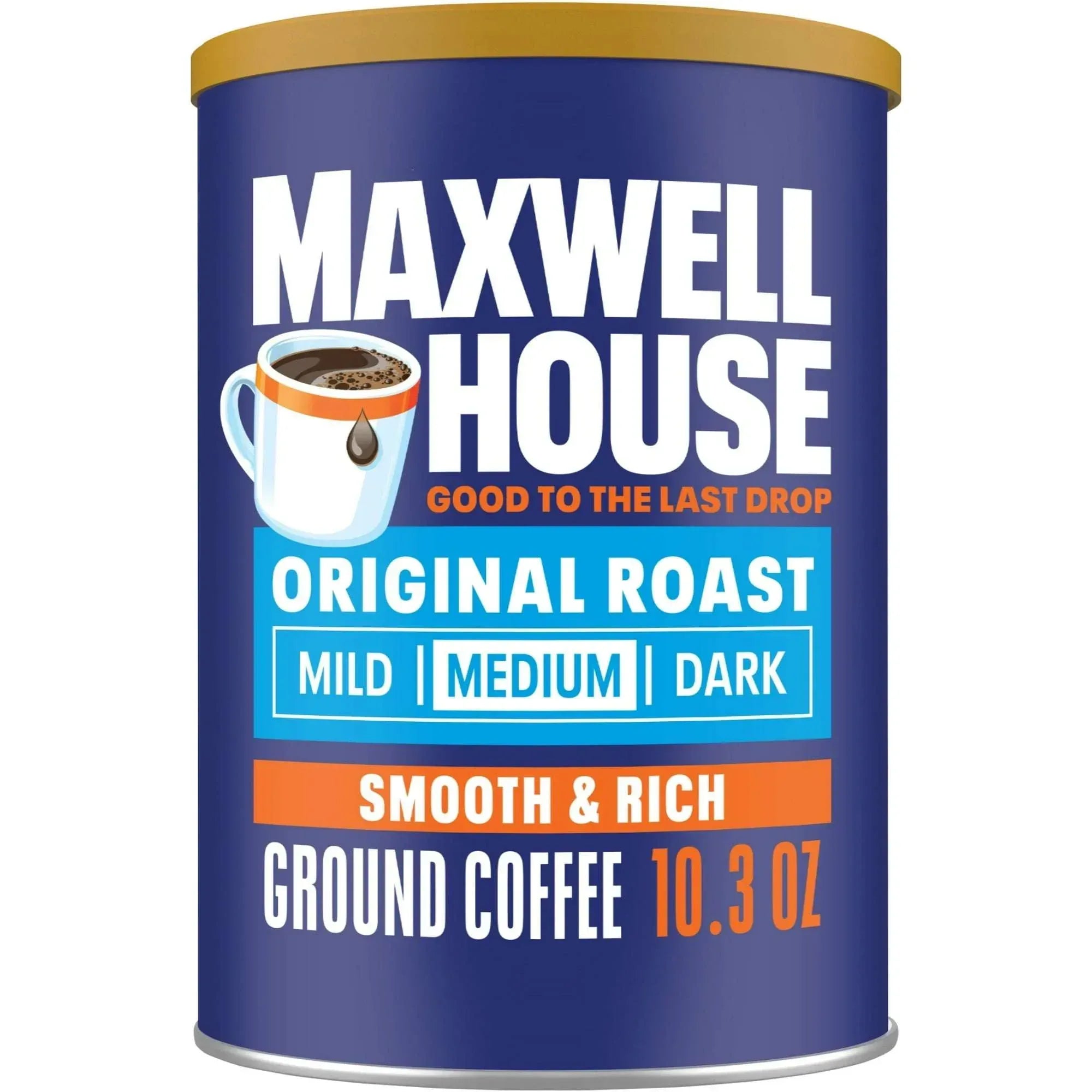 Maxwell House Original Roast Ground Coffee, 10.3 oz Canister, Medium