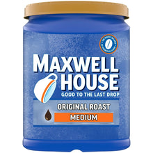 Maxwell House ground coffee canister, medium original roast, blue label