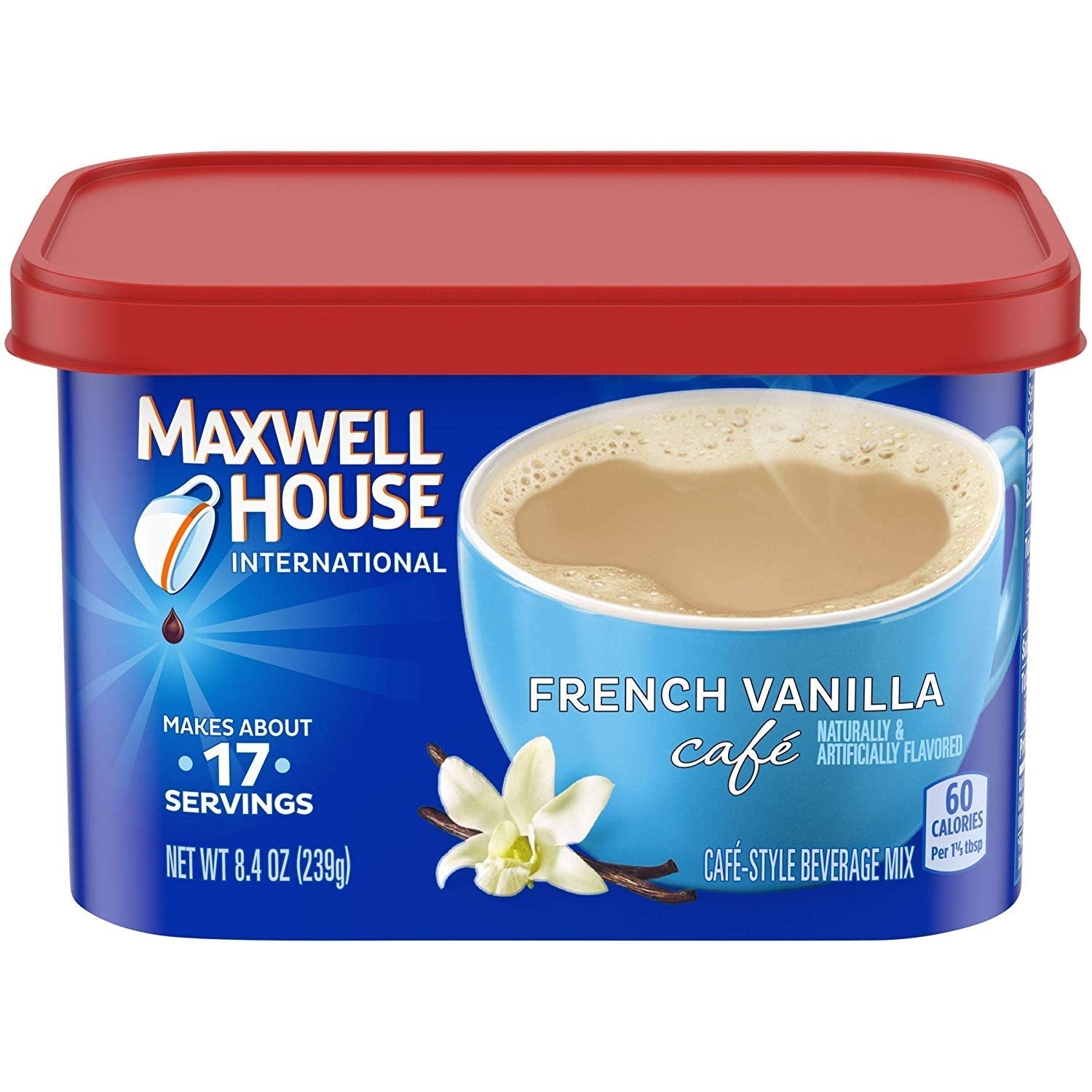 Maxwell House International French Vanilla Beverage Mix, 8.4 oz Tub, Pack of 4