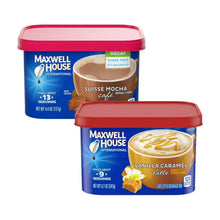 Instant coffee mix variety tubs, vanilla caramel latte and decaf Suisse mocha