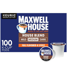 Maxwell House House Blend coffee pod box front with 100 K-Cup pod label