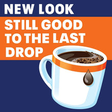 K-Cup coffee mug with dark brewed coffee and orange rim, splash drop icon