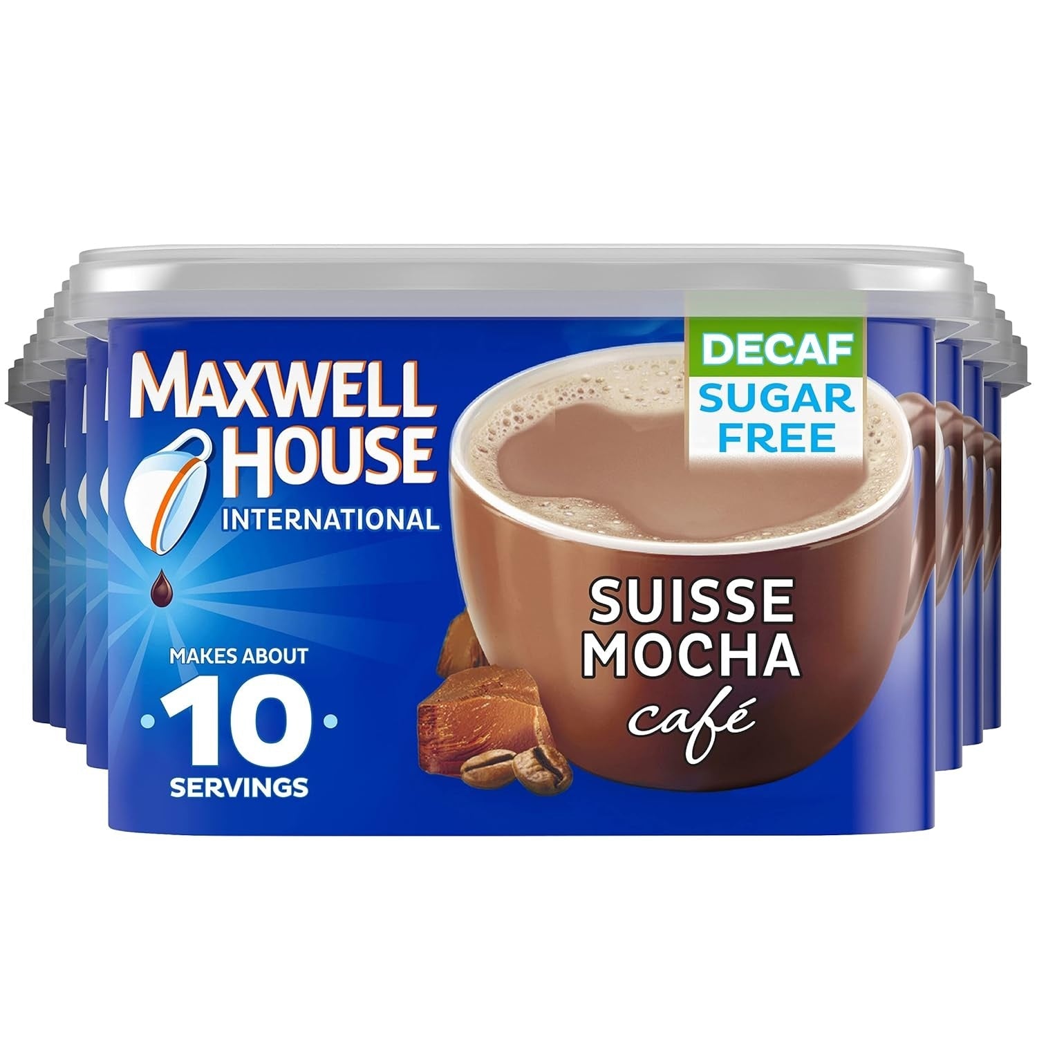 Maxwell House International Suisse Mocha Café-Style Decaf Sugar Free Instant Coffee Beverage Mix (4 ct Pack, 4 oz Canisters)