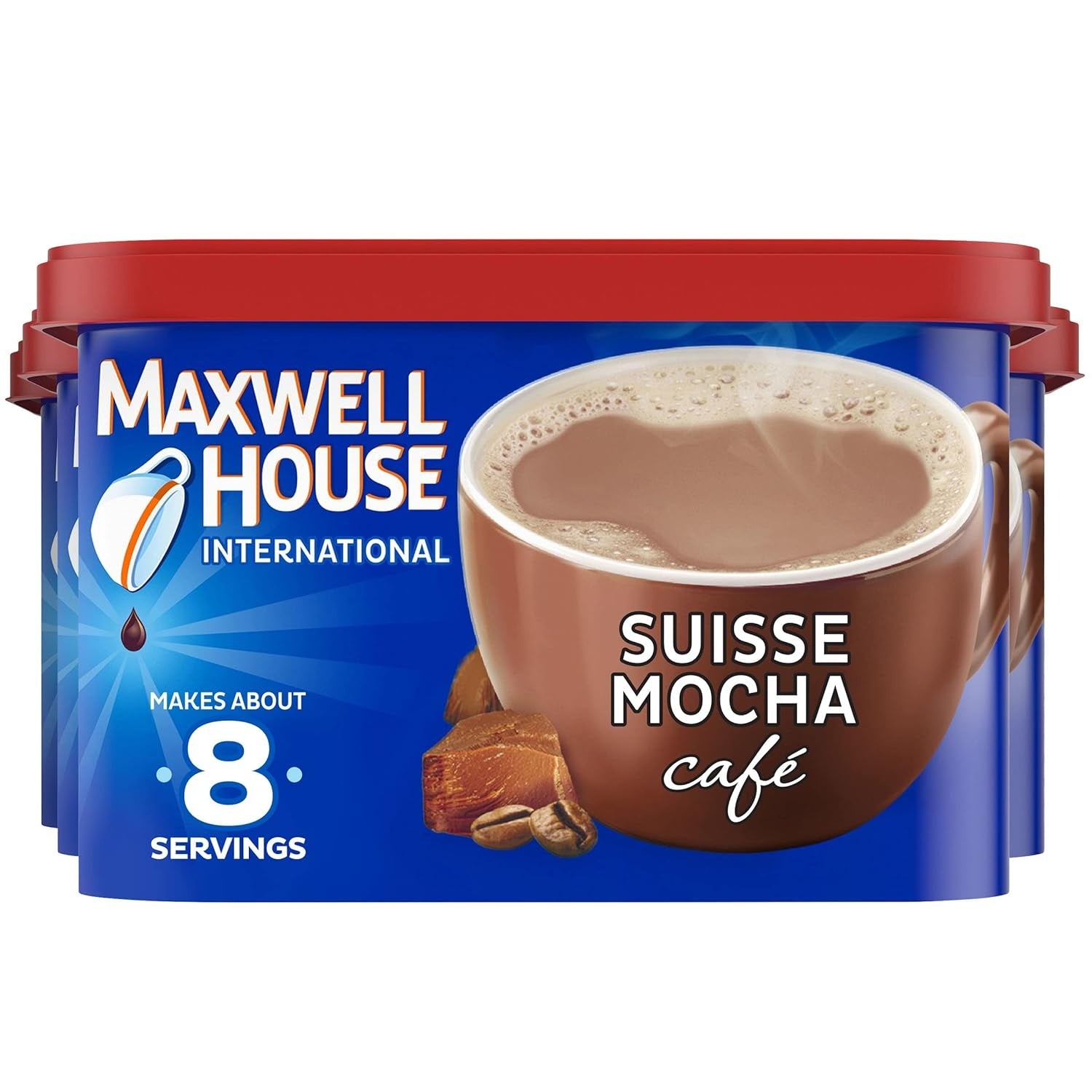 Maxwell House Instant Cafe-Style Beverage Mix, Easy to Prepare, 1 Canister, for Quick Morning Coffee or Afternoon Treat, Suisse Mocha Cafe, Kosher Dairy, 7.2 oz