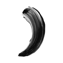 Thick curved dark mascara swatch with glossy brush stroke.