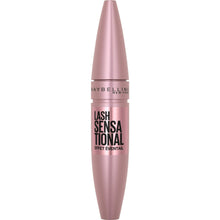 Pink mascara tube with tapered top and embossed label