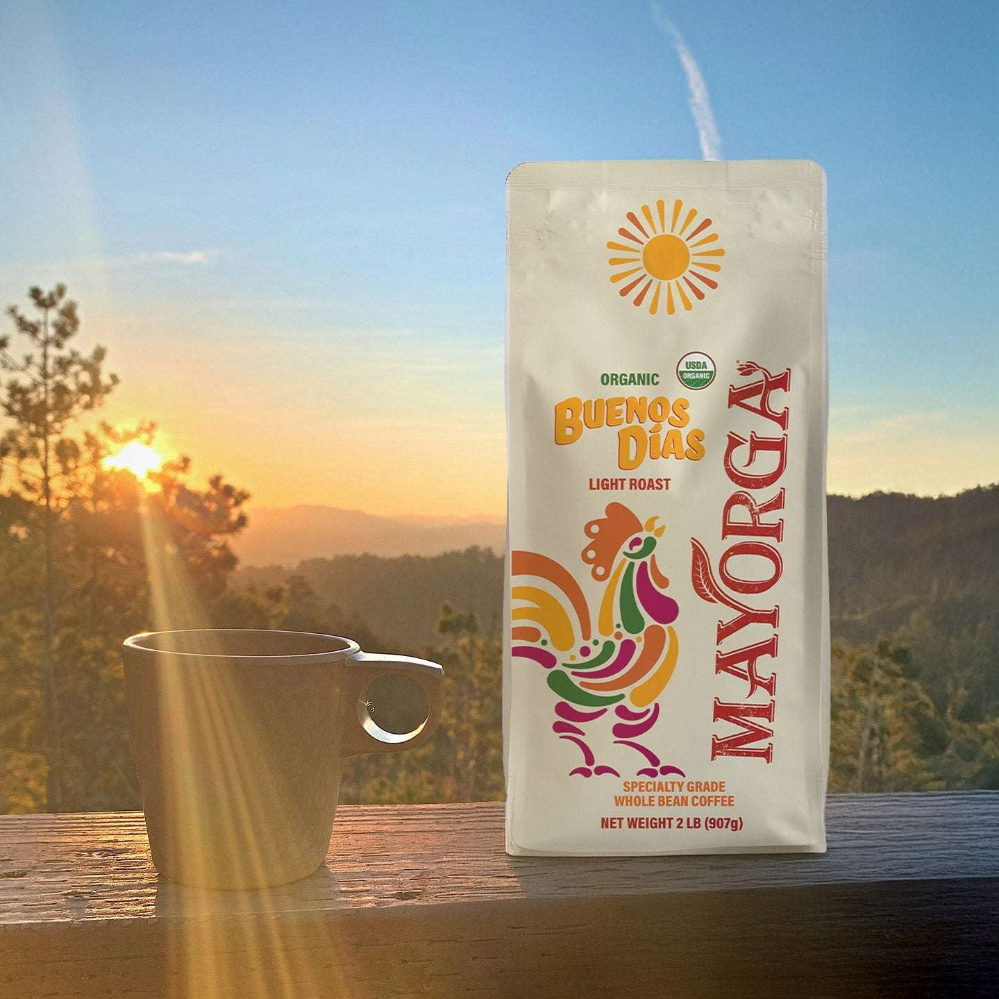 Mayorga Buenos D√≠as, USDA Organic, Light Roast, Whole Bean Coffee, 2lb, 2-pack
