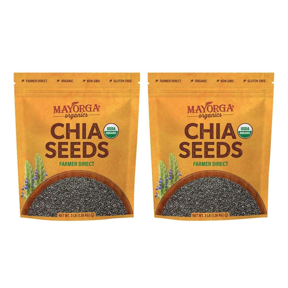 Mayorga Organic Chia Seeds, USDA Organic, NON-Gmo verified, 3lb, 2-pack - USA MEGA SHOP