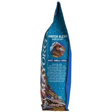 Organic whole bean coffee pouch, winter blend dark roast, sweet vanilla and cocoa notes