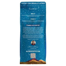 Organic whole bean coffee pouch, dark roast winter blend, USDA organic, back