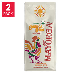 Mayorga Buenos D√≠as, USDA Organic, Light Roast, Whole Bean Coffee, 2lb, 2-pack
