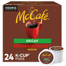 McCafe Decaf Premium Roast medium K-Cup pod box, 24 count