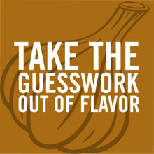 Seasoning brand graphic text reading “TAKE THE GUESSWORK OUT OF FLAVOR”