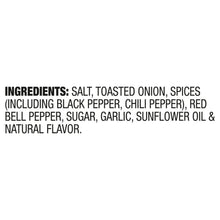 Ingredients list for seasoning: salt, toasted onion, spices, red bell pepper, garlic