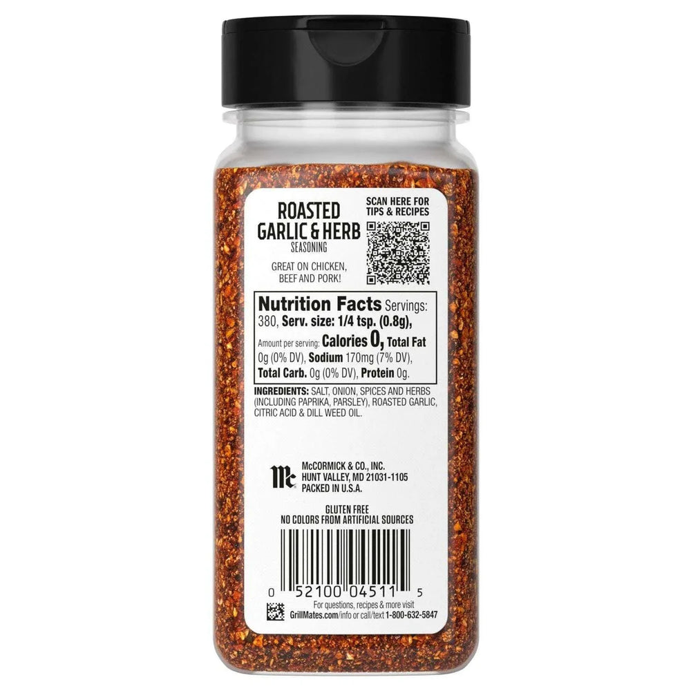 McCormick Grill Mates Roasted Garlic & Herb Seasoning, 10.75 oz. - USA MEGA SHOP