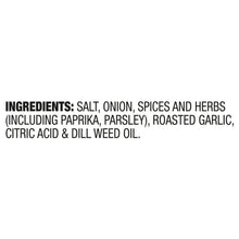 Ingredients list text for roasted garlic & herb grill seasoning
