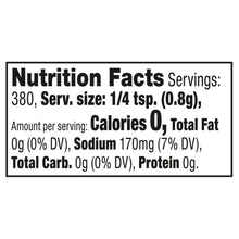 Nutrition facts panel for roasted garlic & herb grill seasoning