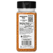Seasoning bottle back label showing nutrition facts and ingredients, black screw cap