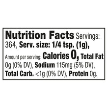 Nutrition Facts panel for grill seasoning with serving size and calories per serving