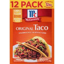 Taco seasoning mix, Original, 12-pack box with McCormick branding
