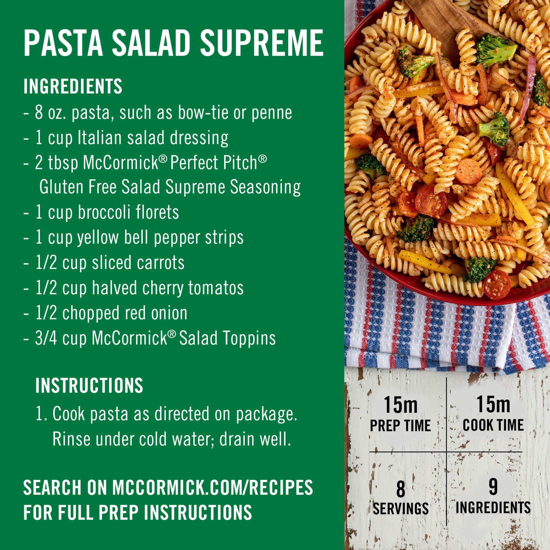 McCormick PERFECT PINCH Gluten Free Gluten Free Salad Supreme Seasoning, 4.34 oz Bottle - USA MEGA SHOP