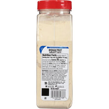 McCormick poultry gravy mix jar back label with nutrition and ingredients info
