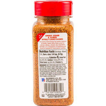Seasoning bottle back label with nutrition facts panel