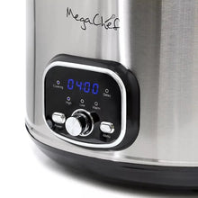 Split electric slow cooker control panel with digital display and control knobs