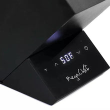 Electric wine chiller control panel with glowing LED temperature reading and button icons