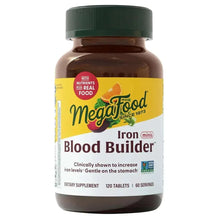 Dietary supplement bottle with green cap and front label for Iron minis