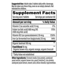 Supplement Facts label with serving size 2 tablets and nutrients list