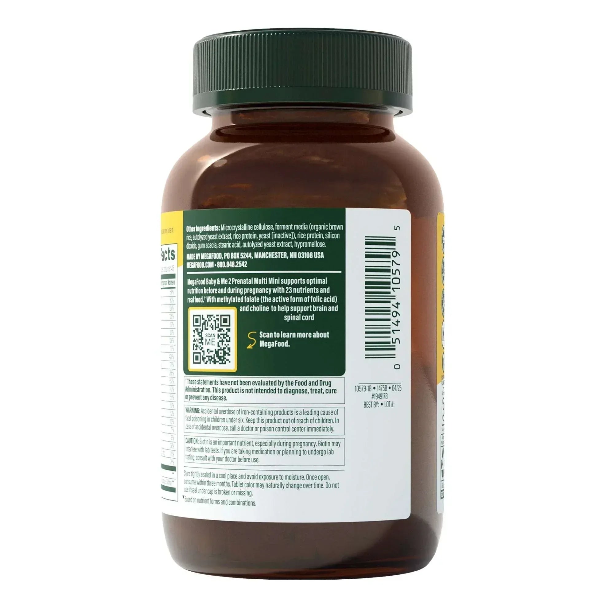 MegaFood Prenatal Multivitamin Minis, Baby and Me, 180 Tablets