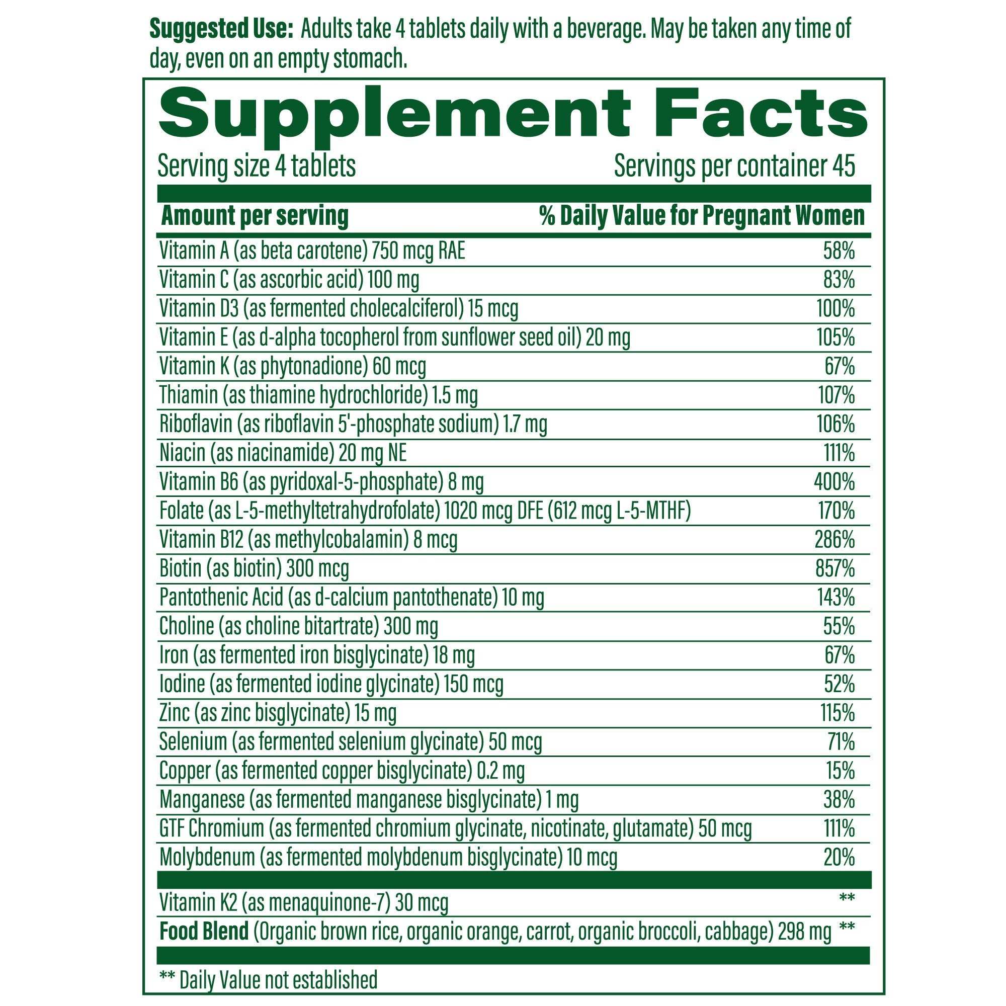 MegaFood Prenatal Multivitamin Minis, Baby and Me, 180 Tablets