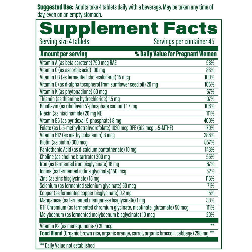 MegaFood Prenatal Multivitamin Minis, Baby and Me, 180 Tablets