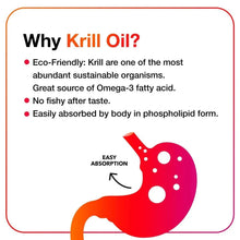 Why Krill Oil infographic card with easy absorption and no-fishy points