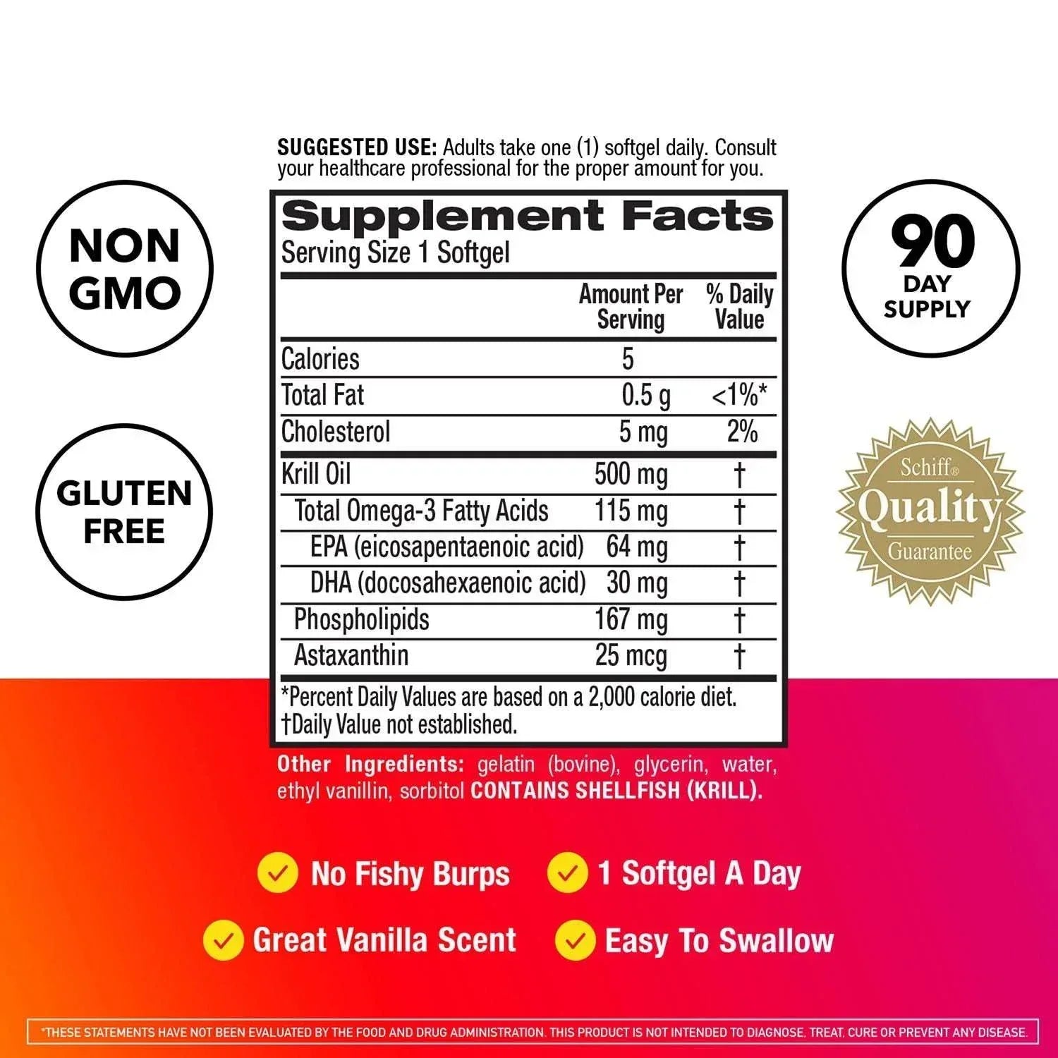 MegaRed Omega-3 Krill Oil Dietary Supplement Softgels, 500 mg, 90 Count