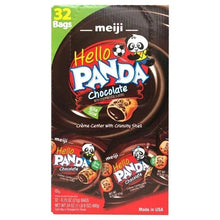 Chocolate creme-filled cookie package with Hello Panda character and logo