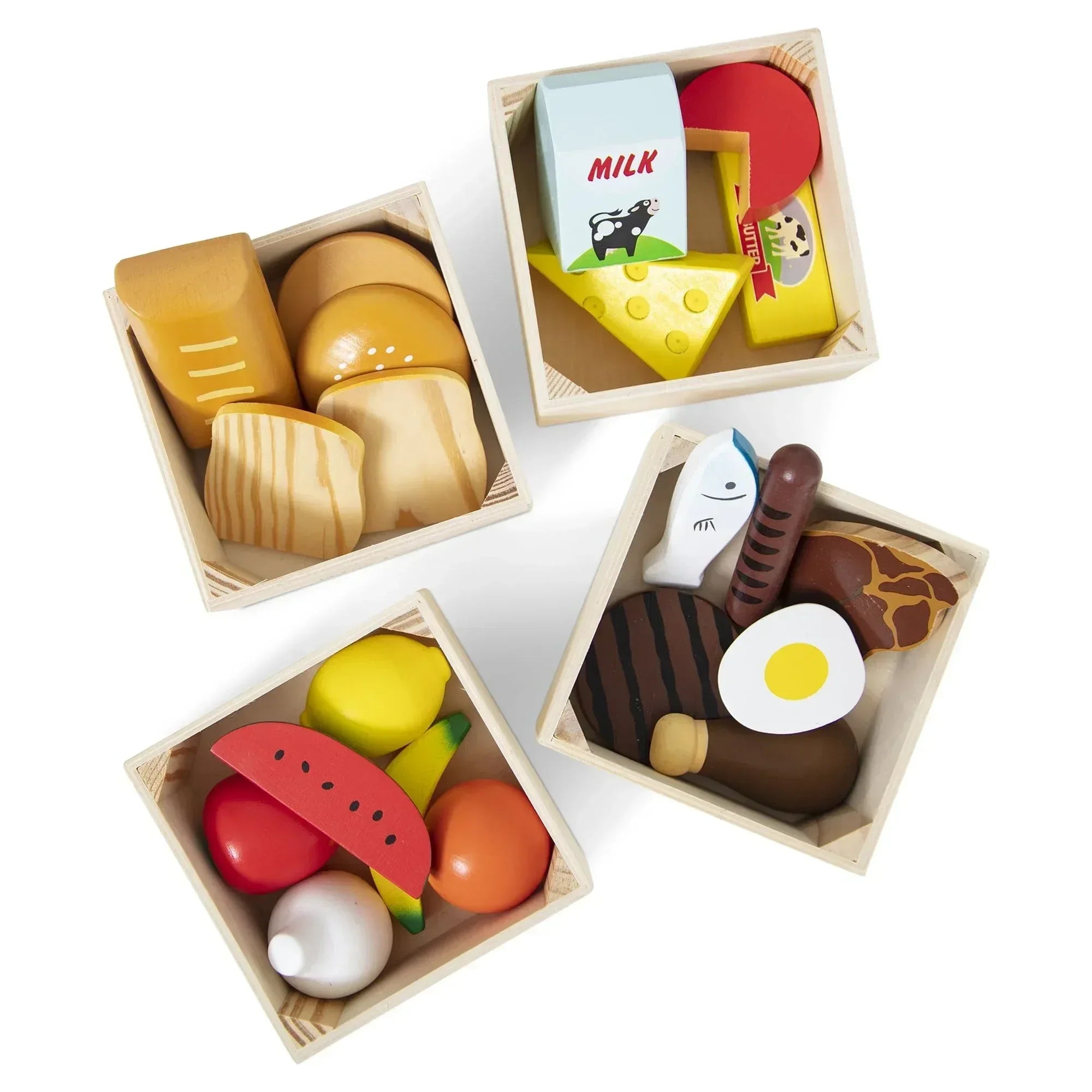 Melissa & Doug Food Groups - 21 Wooden Pieces and 4 Crates, Multi - USA MEGA SHOP