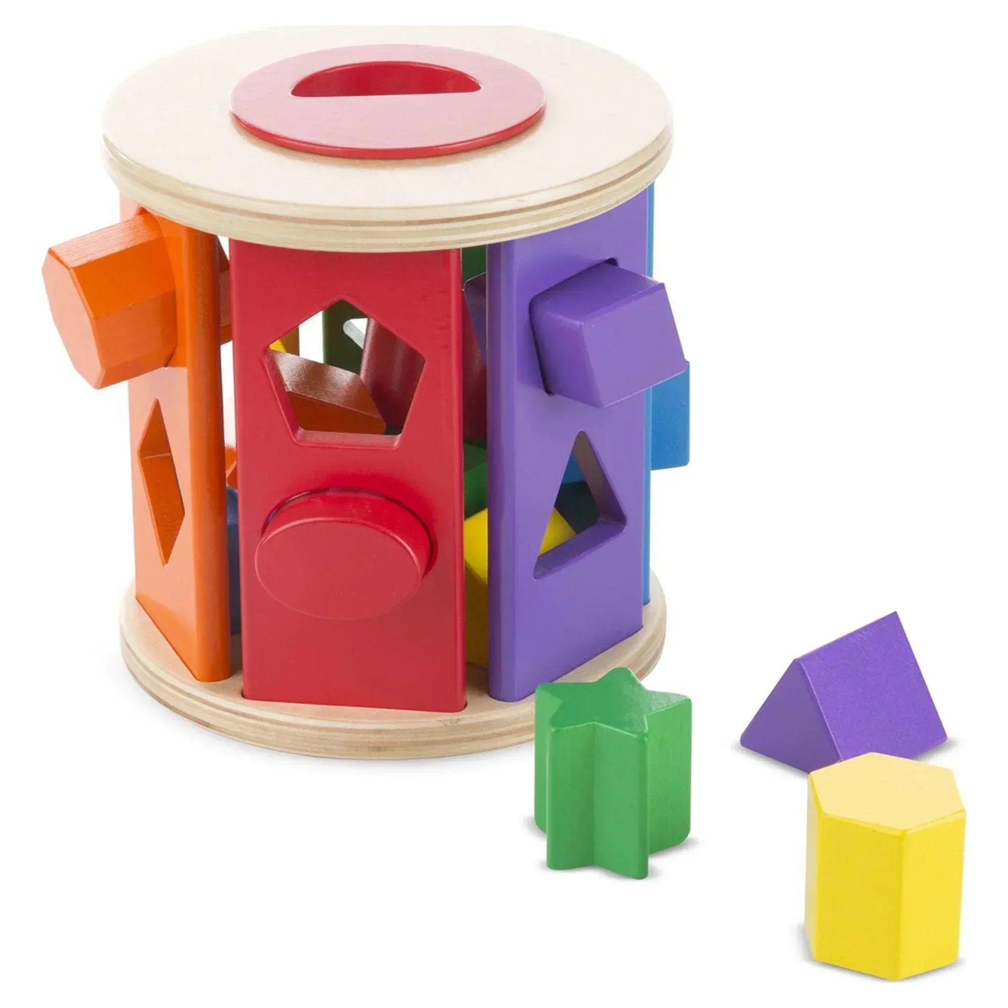 Melissa & Doug Match and Roll Wooden Shape Sorter Skill-Building Learning Toy With 13 Pcs