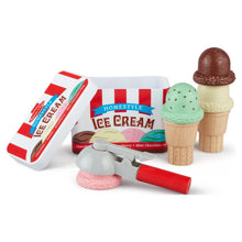 Ice cream scoop and stack play set with colorful magnetic cones and box