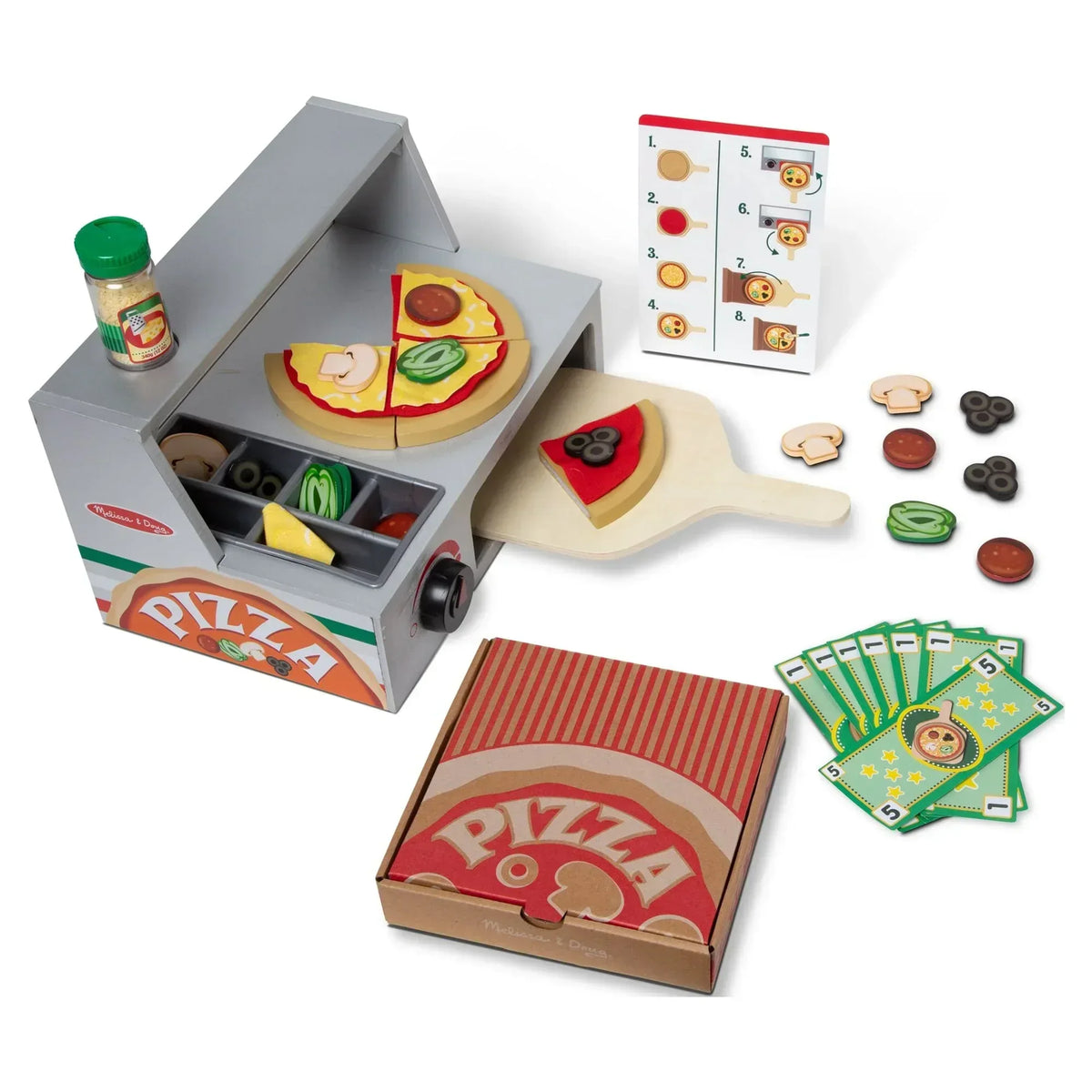 Melissa & Doug Top & Bake Wooden Pizza Counter Play Set (41 Pcs) - FSC Certified - USA MEGA SHOP
