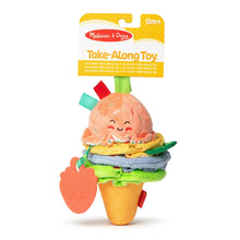 Melissa & Doug take-along clip-on ice cream plush toy with peach scoop and stacked layers