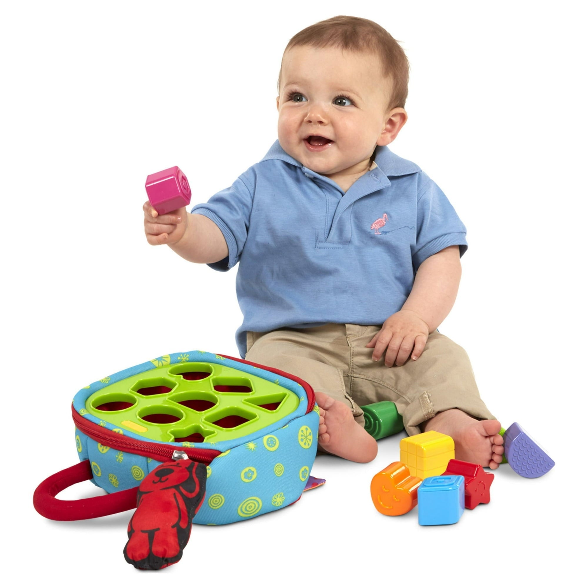Melissa & Doug K's Kids Take-Along Shape Sorter Baby Toy With 2-Sided Activity Bag and 9 Textured Shape Blocks