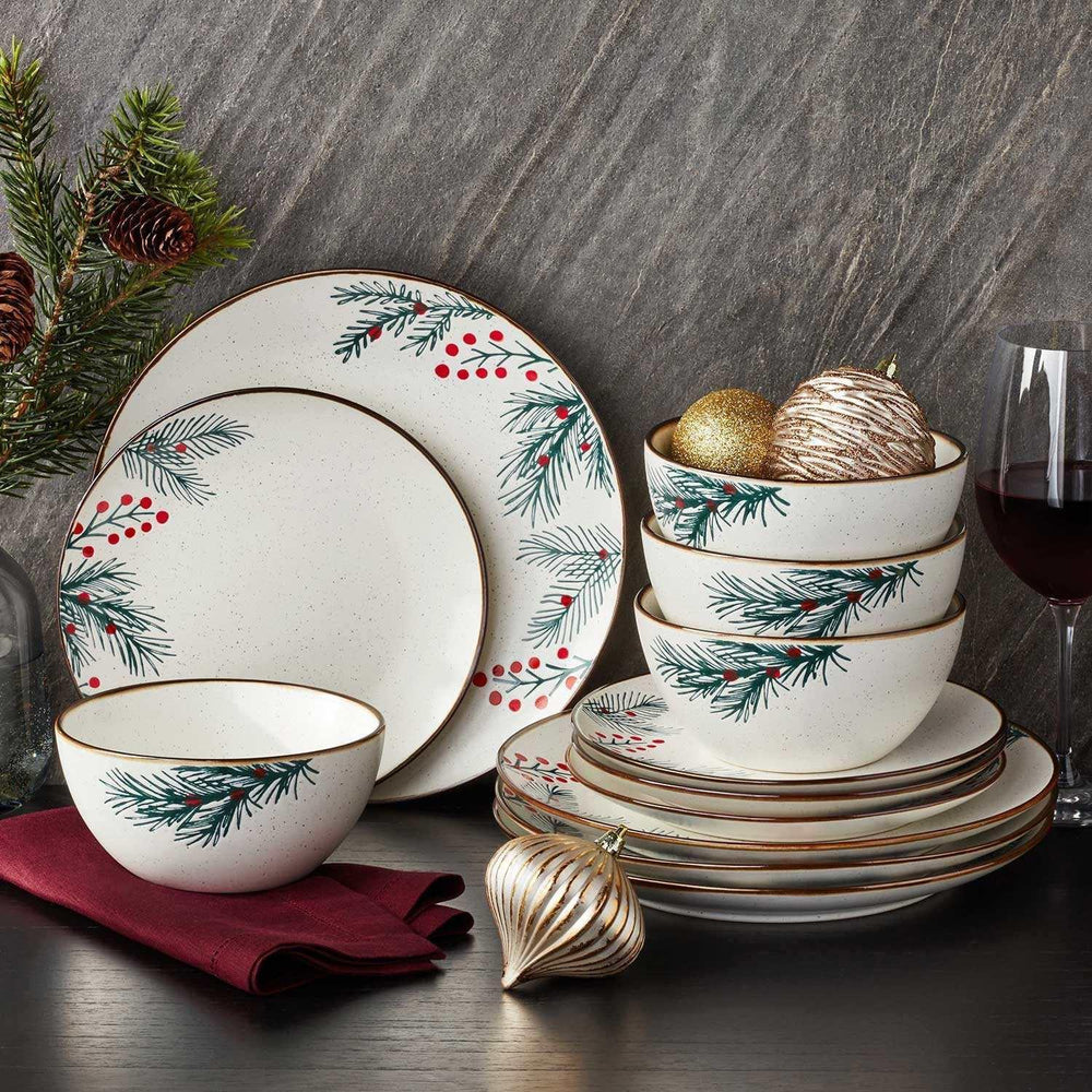 Member's Mark 12-Piece Stoneware Holiday Dinnerware Set - USA MEGA SHOP