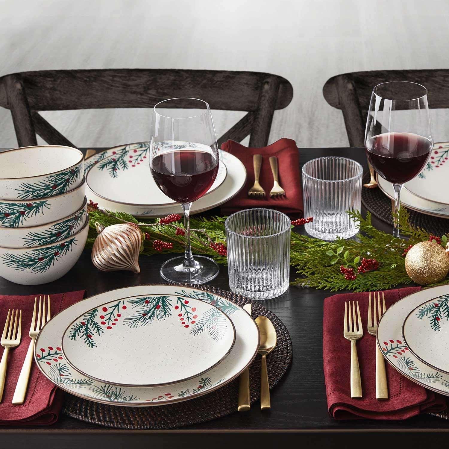 Member's Mark 12-Piece Stoneware Holiday Dinnerware Set - USA MEGA SHOP
